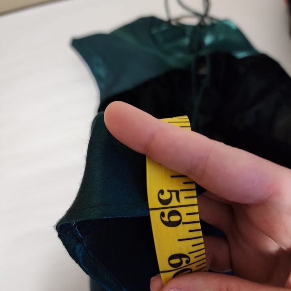 Vintage All That Jazz Black Velvet & Green Lace Up Back Formal Maxi Gown - Picture 8 of 8